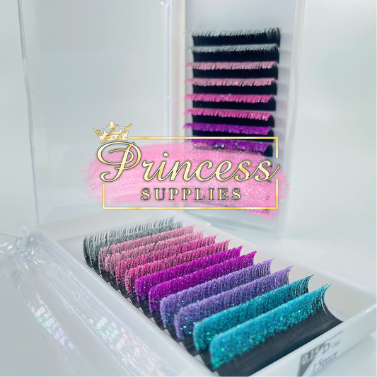 Glitter Tip Lash Trays - 15mm